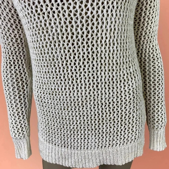 W118 by Walter Baker Cream Open Knit Pullover Sweater Women Size S Gold Thread - Picture 5 of 16